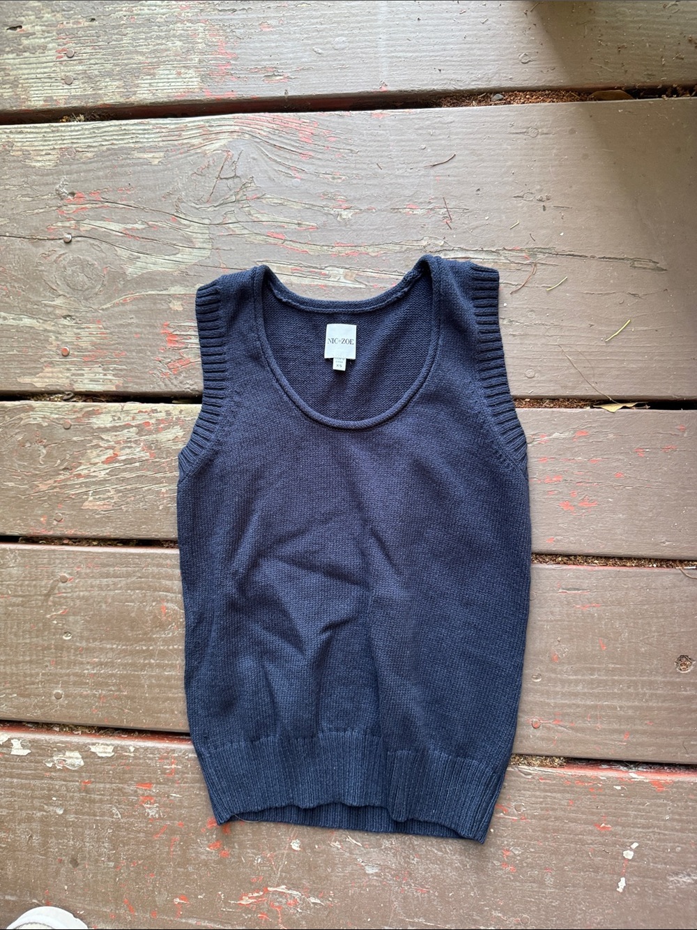 NIC+ZOE Navy Sleeveless Knit Tank Top